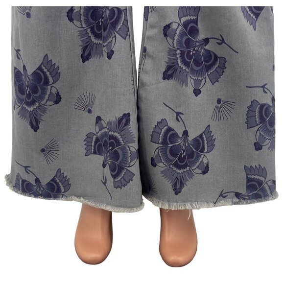 NWOT Free People Mid-Rise Floral Bell Bottom Jeans • Boho 70s Groovy Flare 32 - Picture 15 of 16